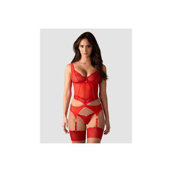 Cupide Desir corset et string - Rouge